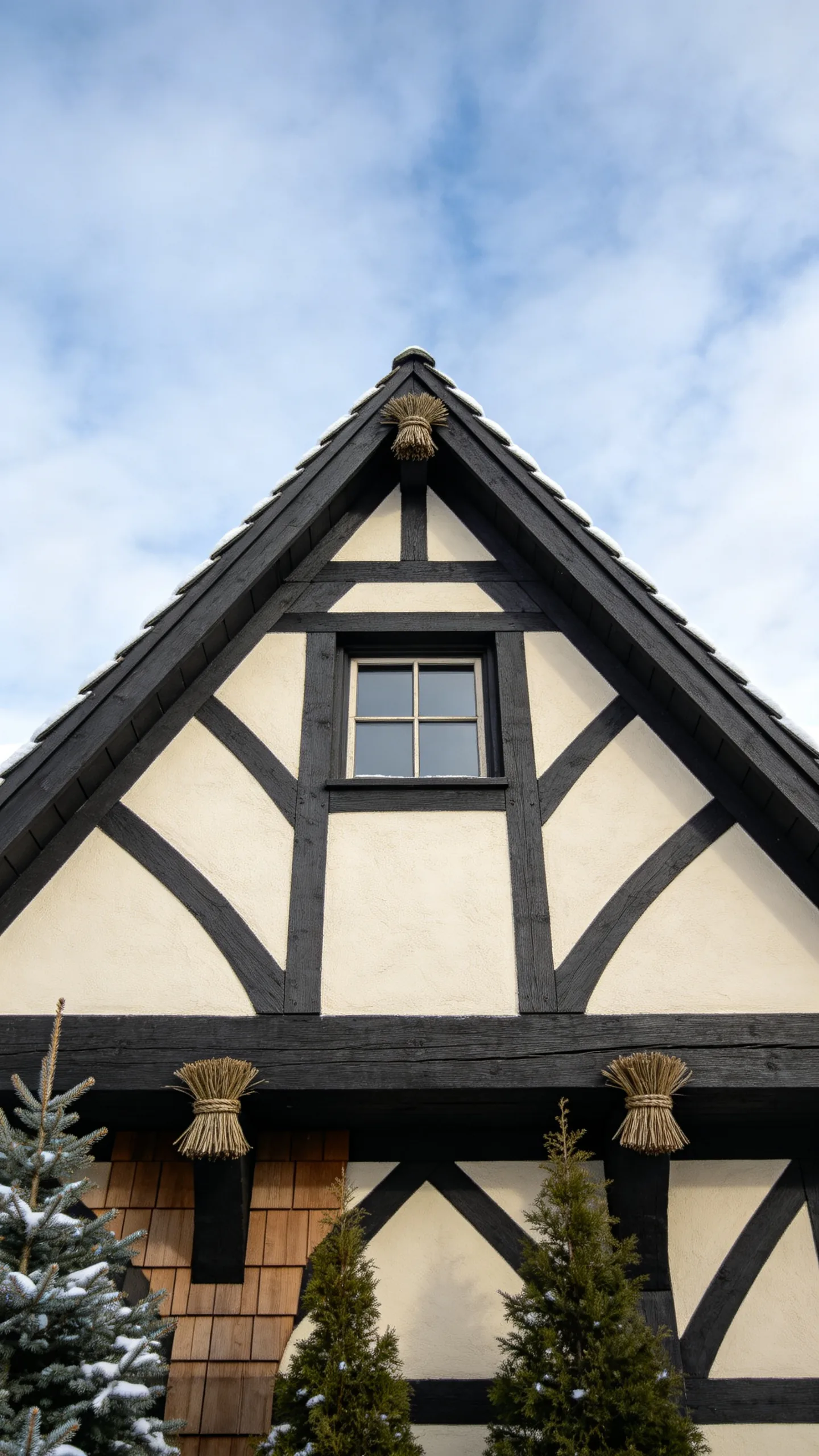 3. Dress Half-Timbered Gables with Minimal Greenery