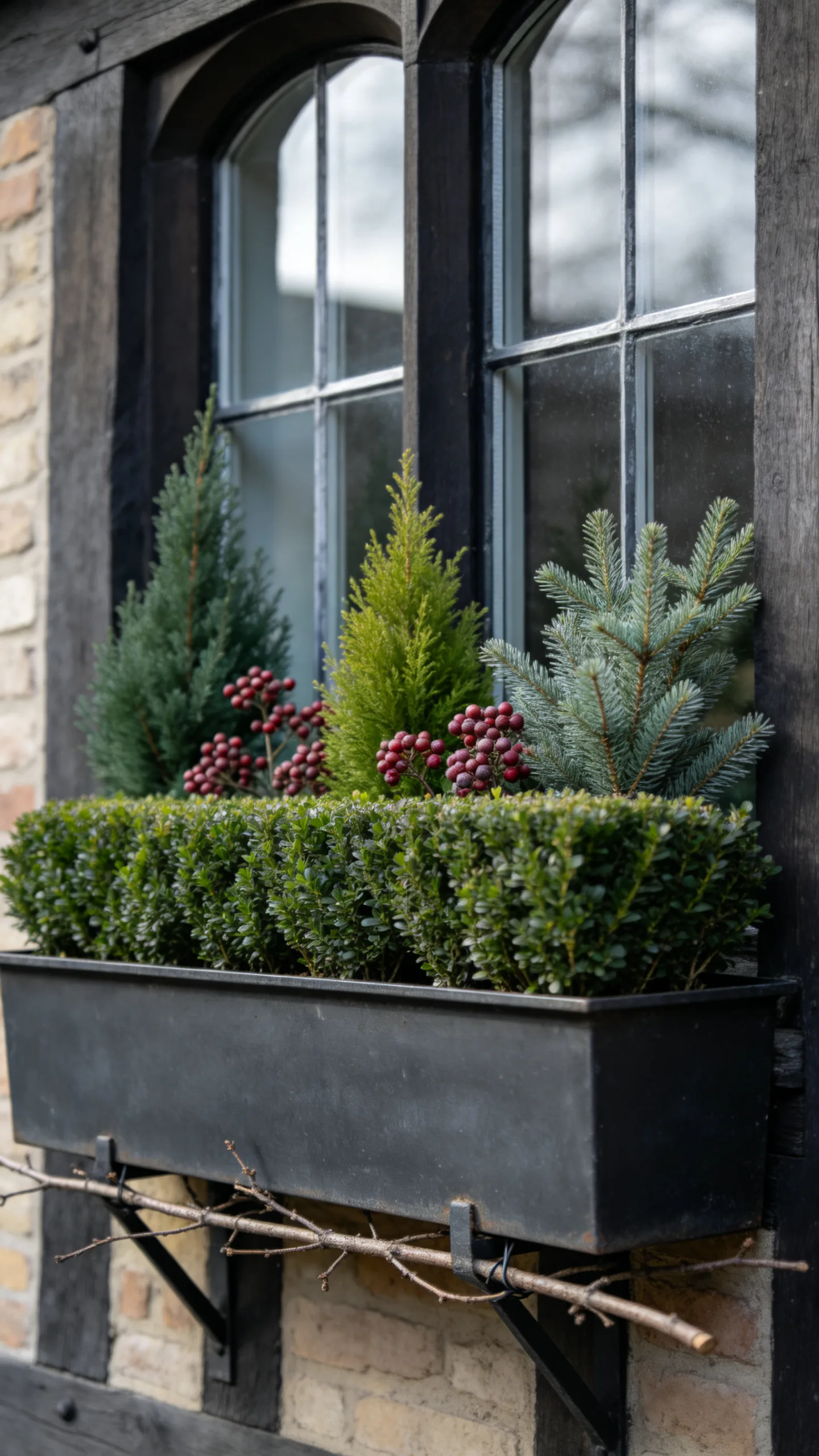 7. Create a Boxwood-and-Fir Window Box Display