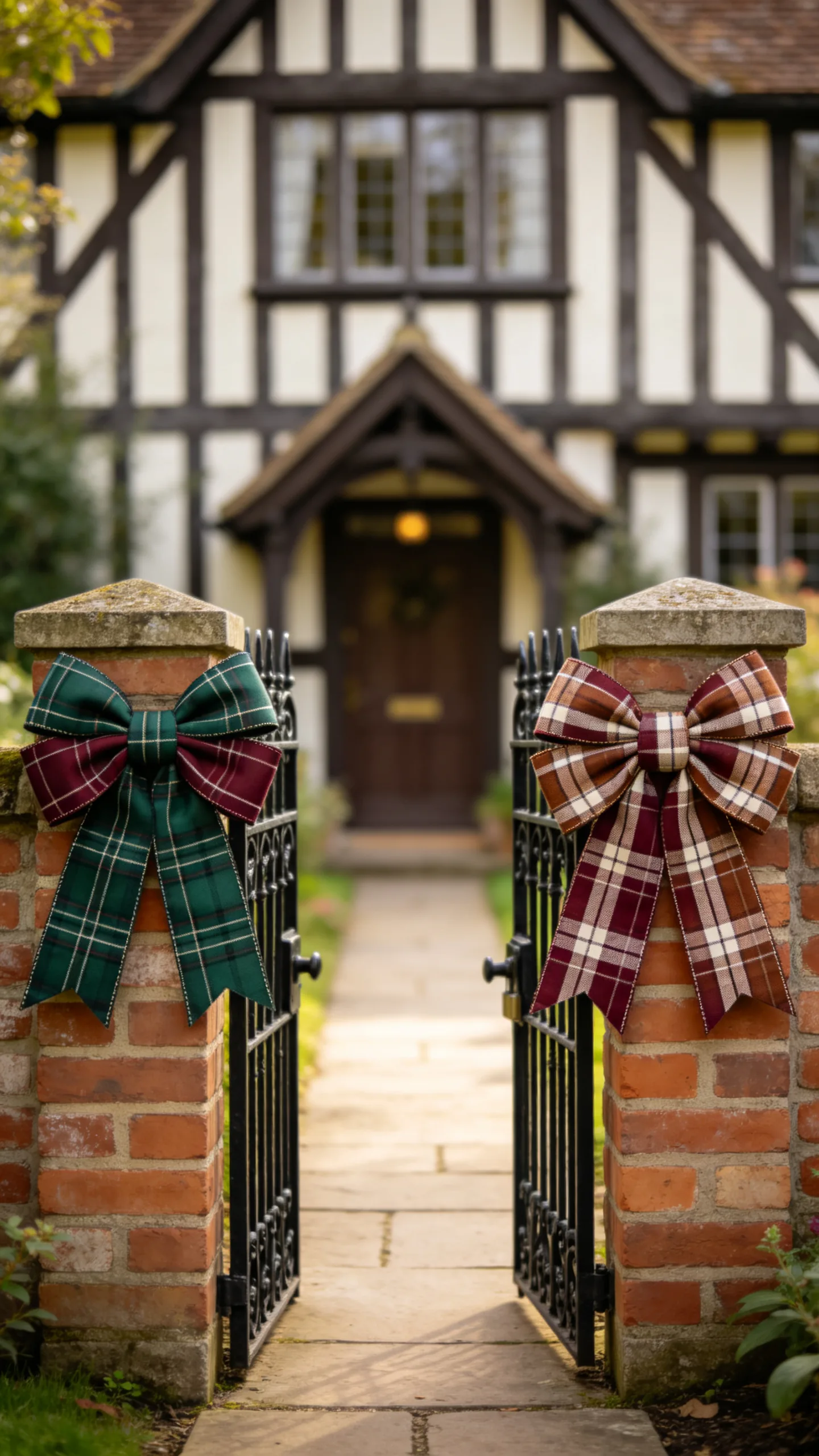 11. Add Plaid Bows to Fence Posts