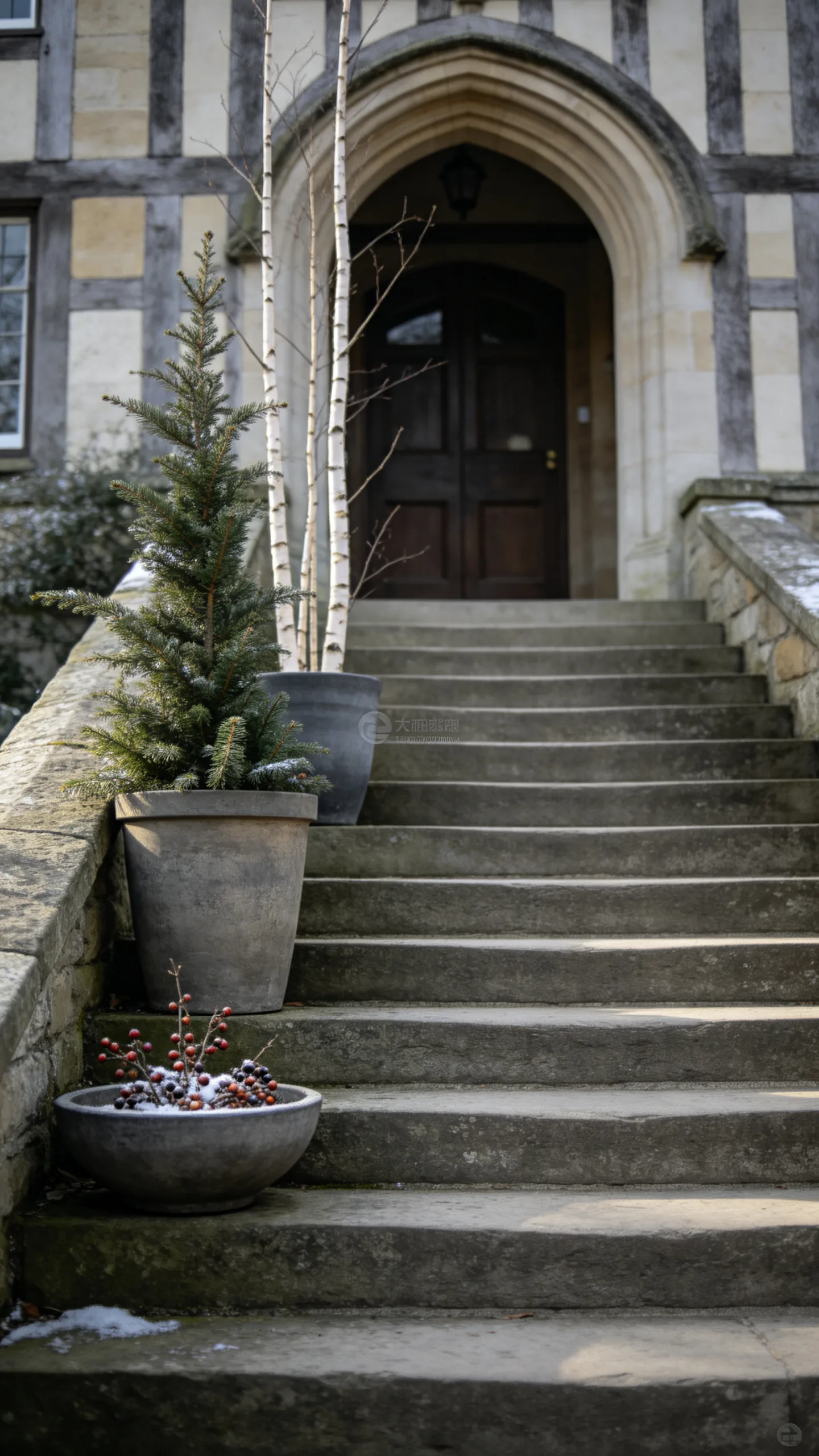 14. Style the Front Steps with Layered Planters