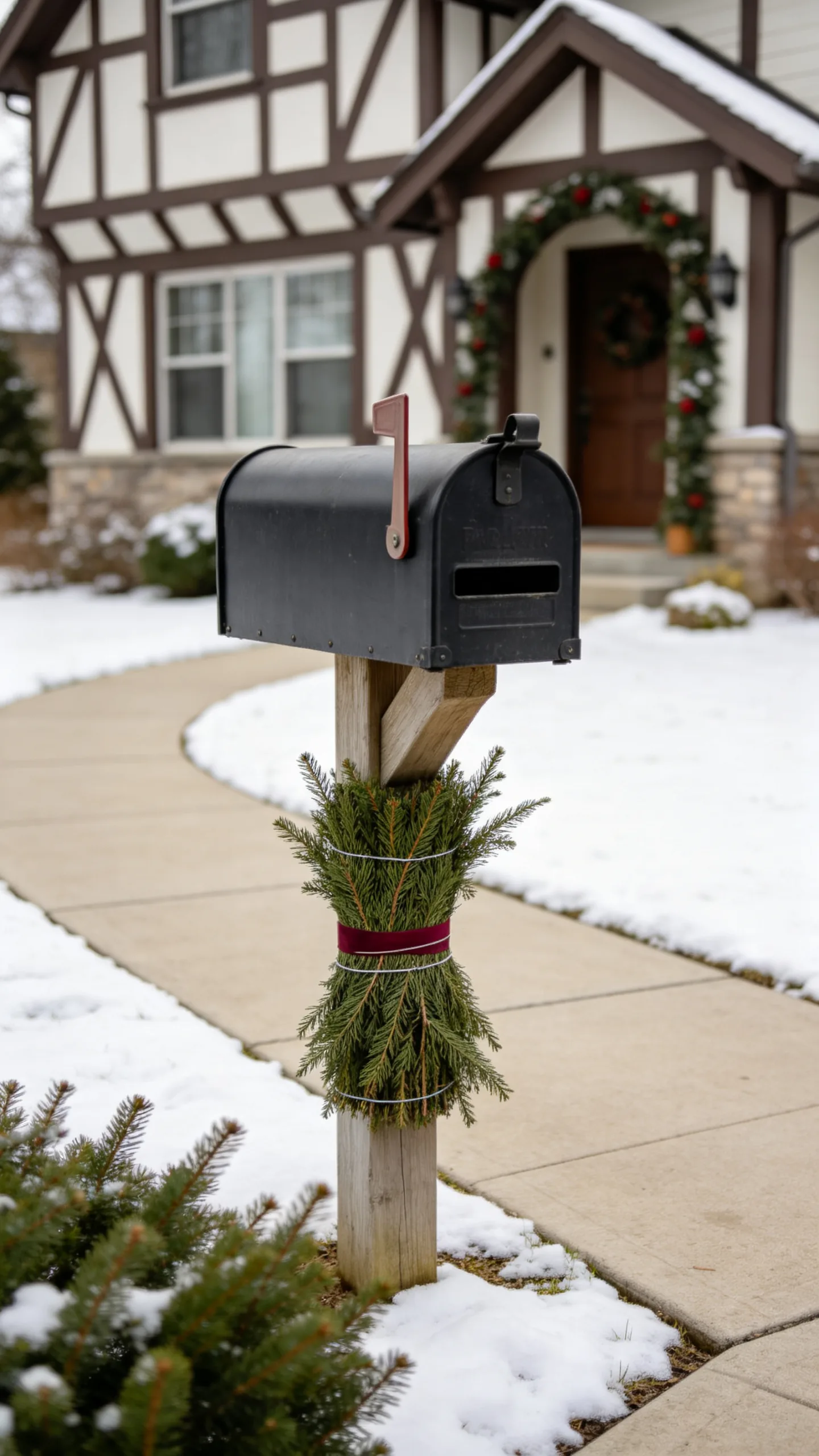 17. Decorate the Mailbox with a Small Cedar Tie