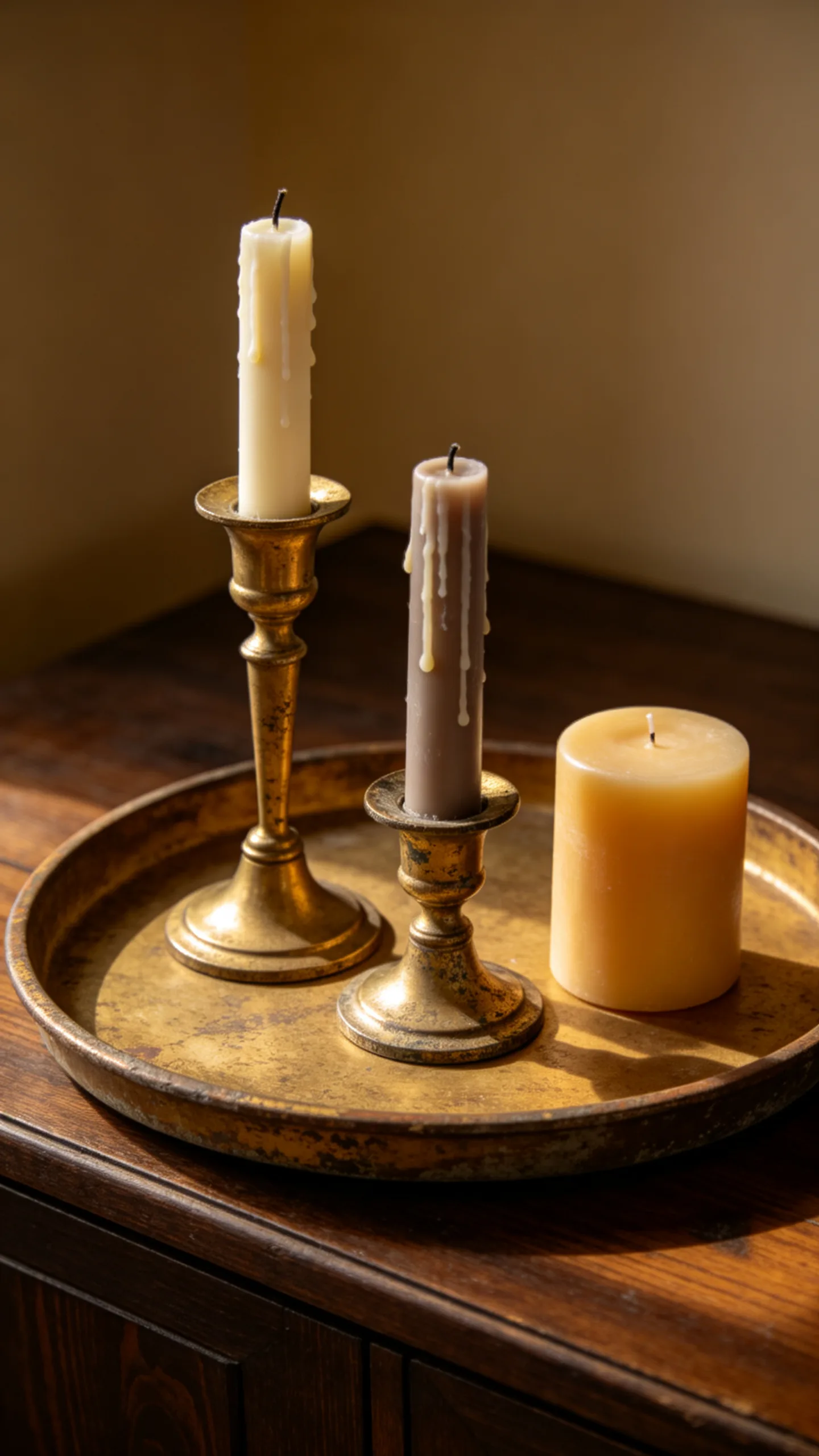 19. Use Aged Brass Candlesticks in Small Groups