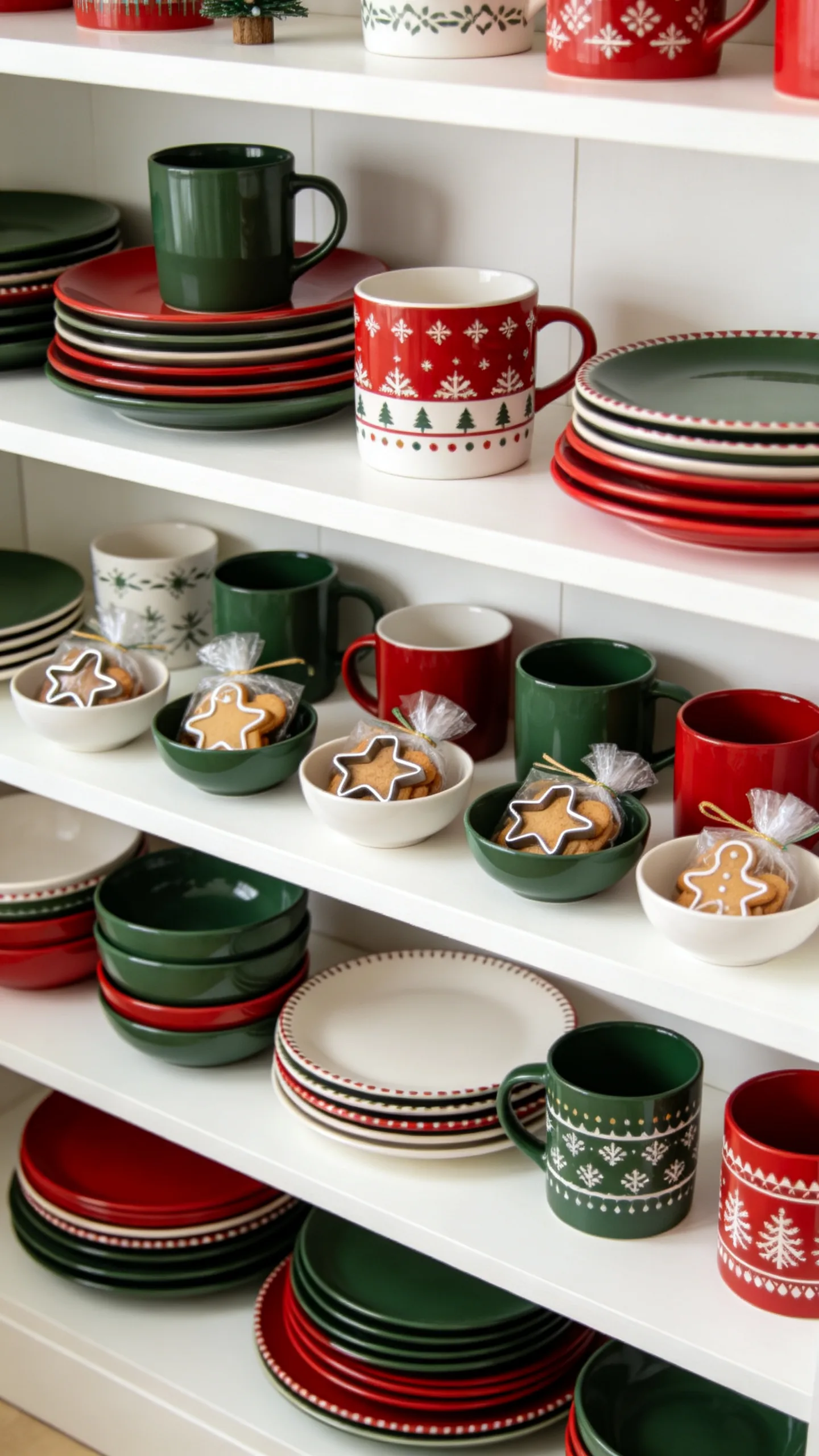 23. Style Open Shelves With Holiday-Colored Dishes