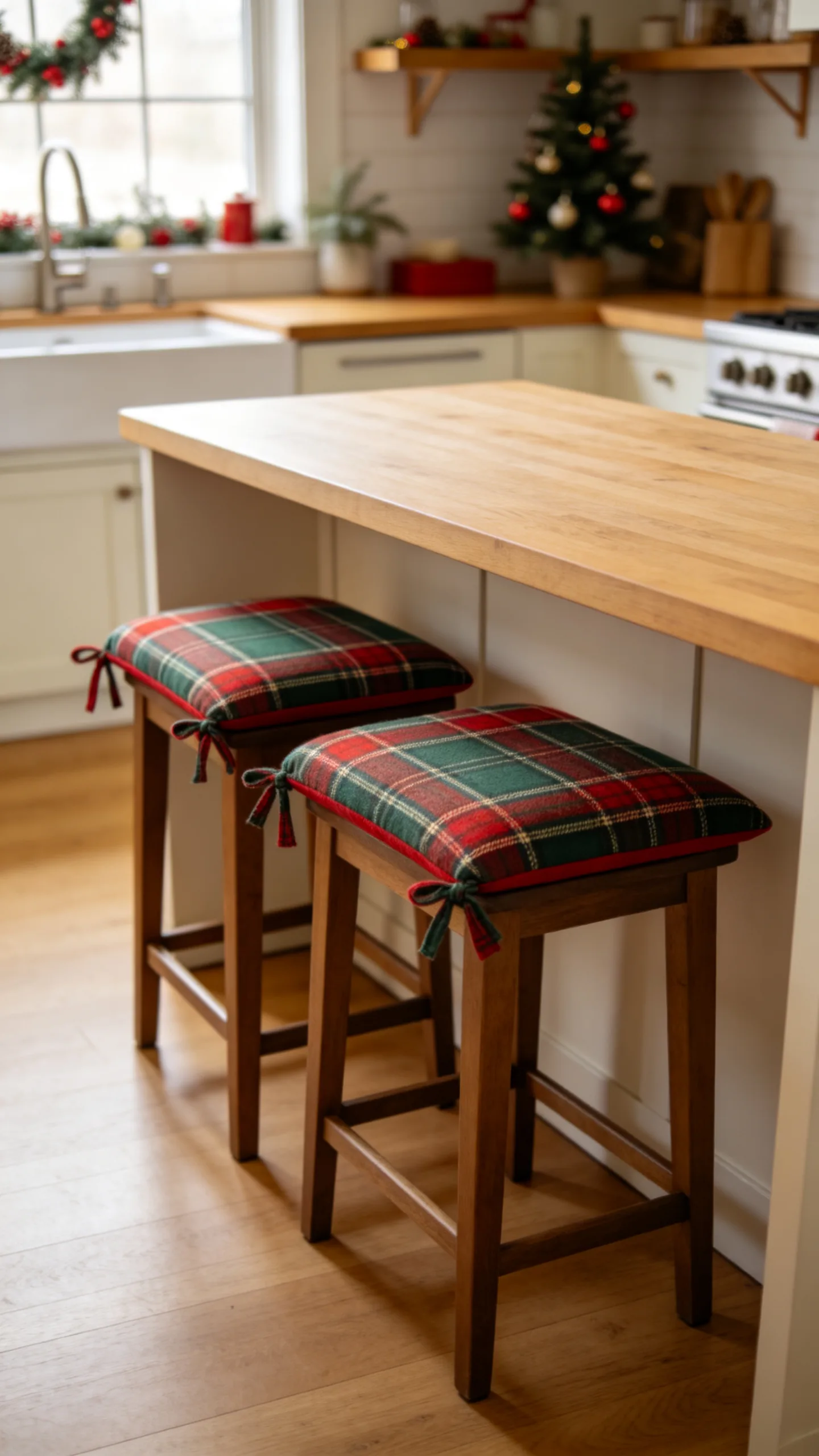 15. Dress Counter Stools With Simple Seat Cushions