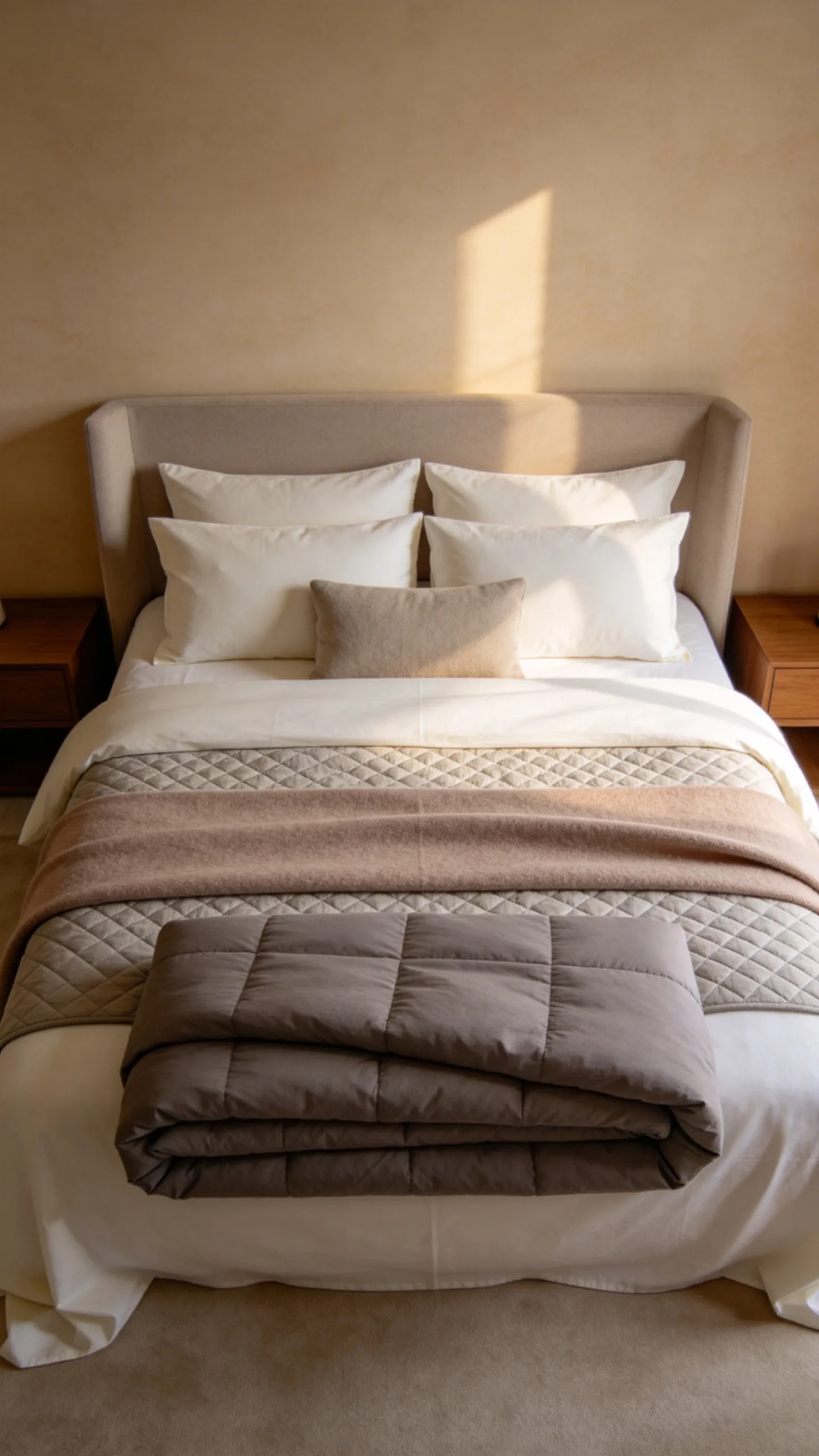 8. Dress the Bed in Layered Winter Neutrals
