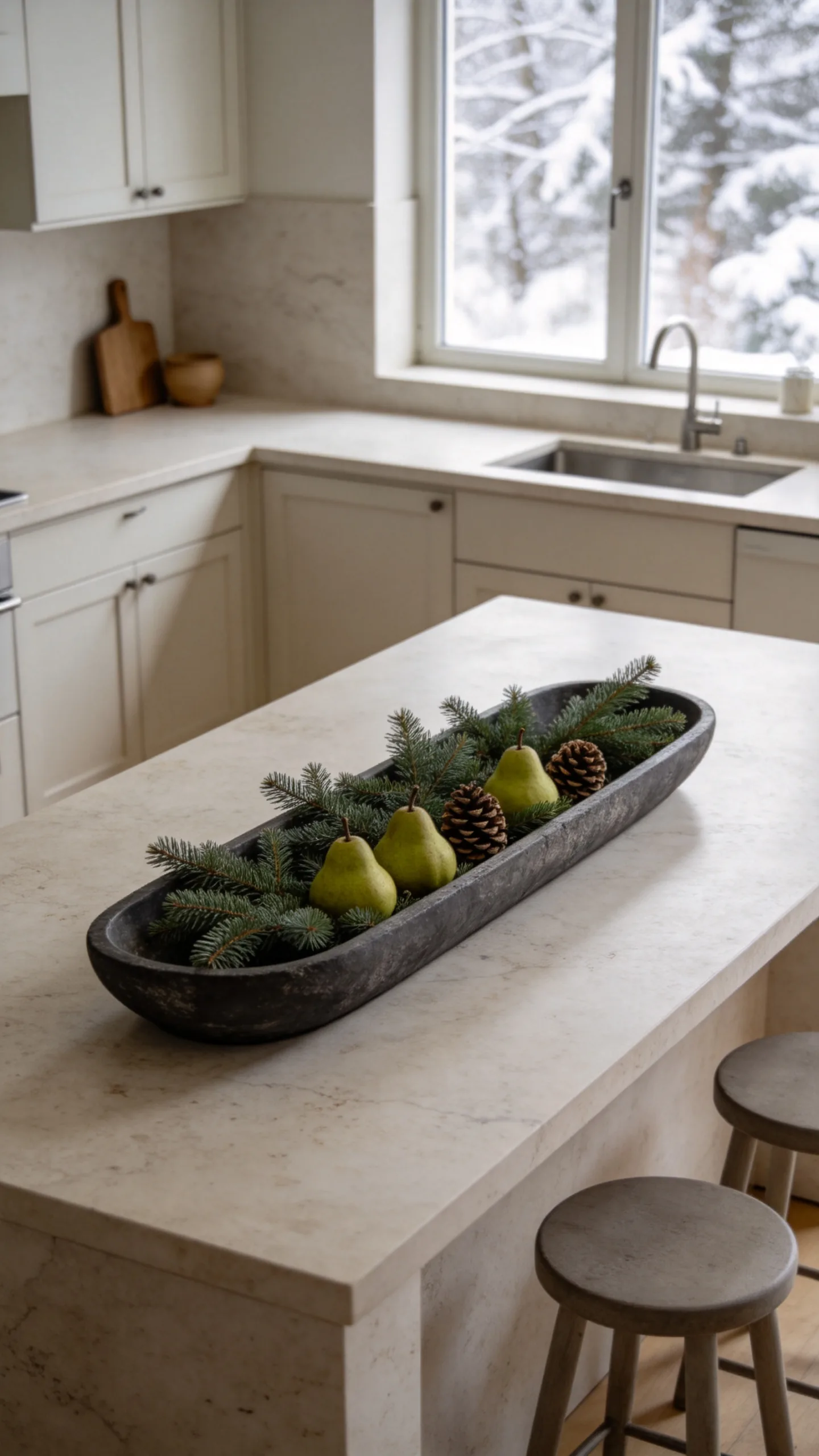 11. Style a Kitchen Island With a Single Seasonal Arrangement