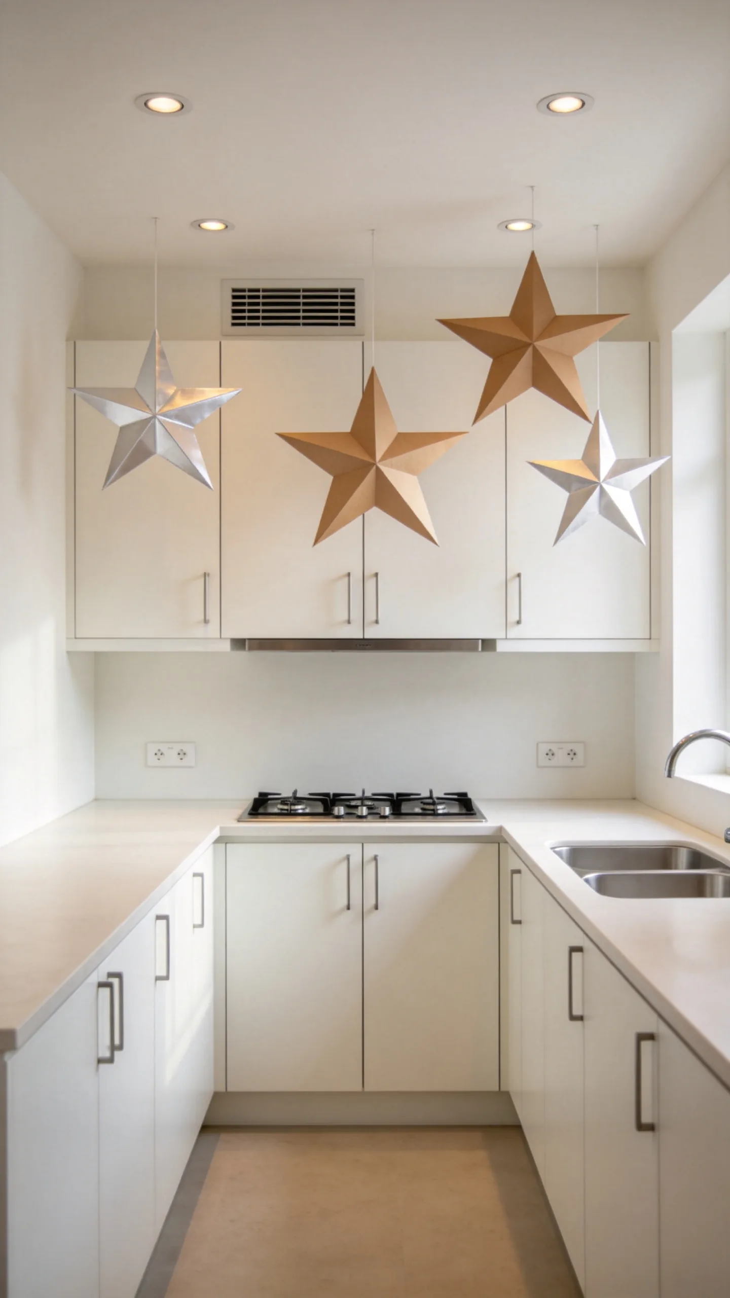 17. Hang Paper Stars Above the Cabinets