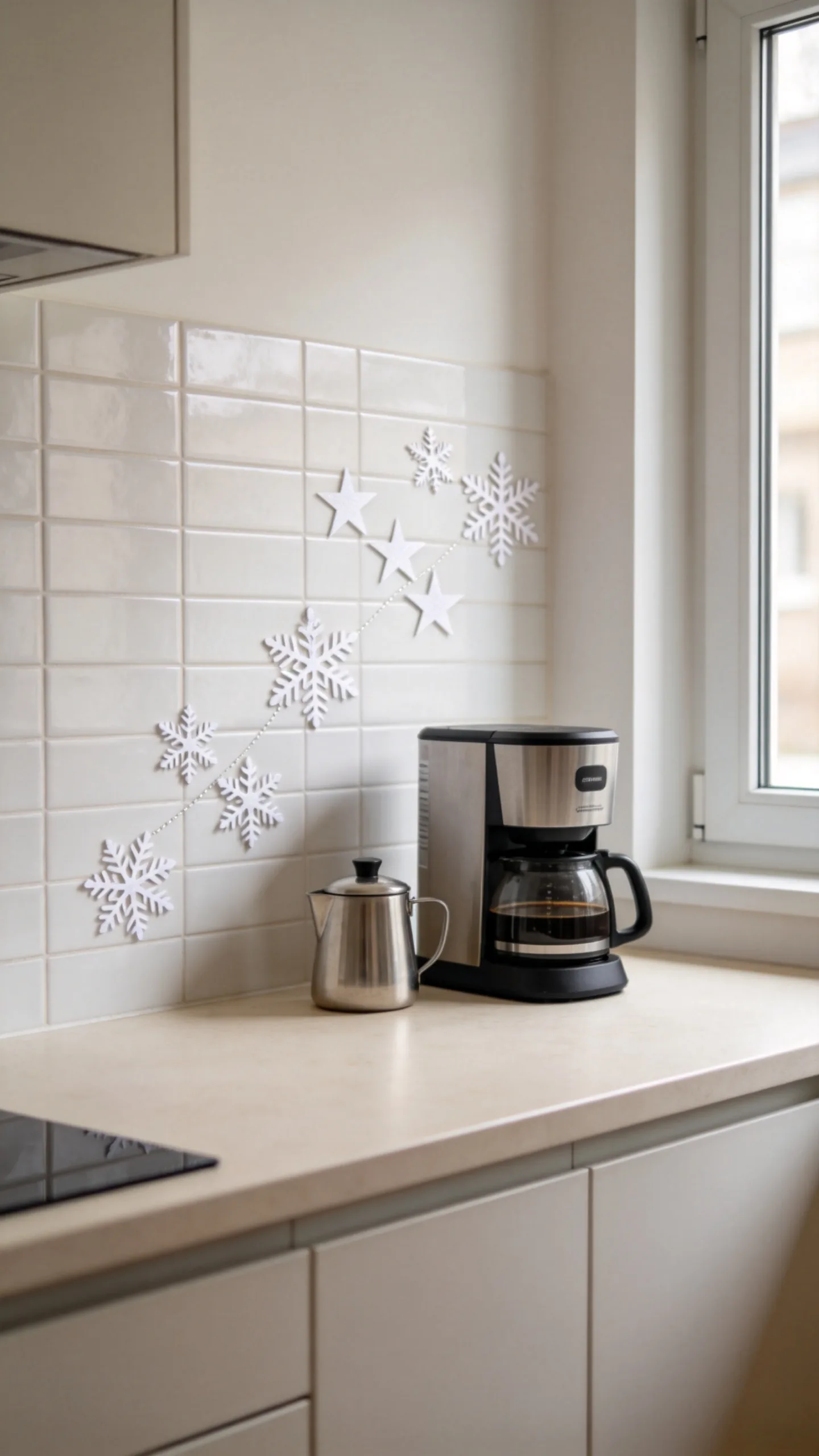 6. Apply Removable Snowflake Decals to the Backsplash