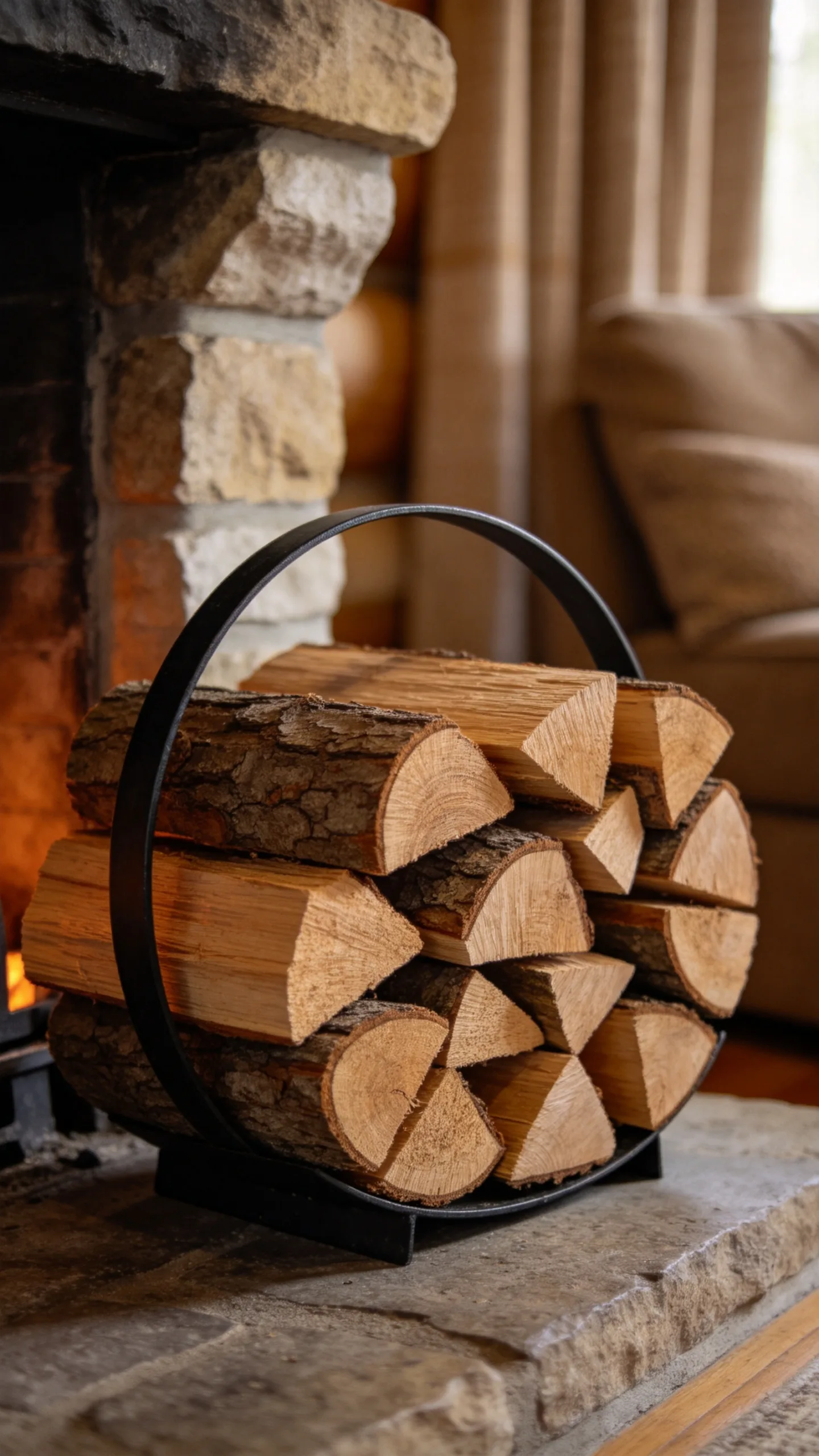 12. Arrange Firewood as Functional Decor